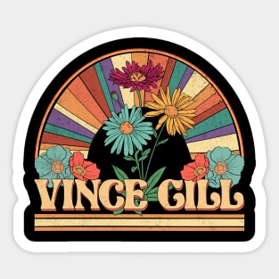 Vince Flowers Name Gill Personalized Gifts Retro Style Sticker